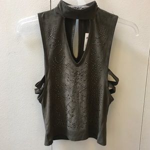 ✨NWT✨ Olive-Gray Cutout Tank Top